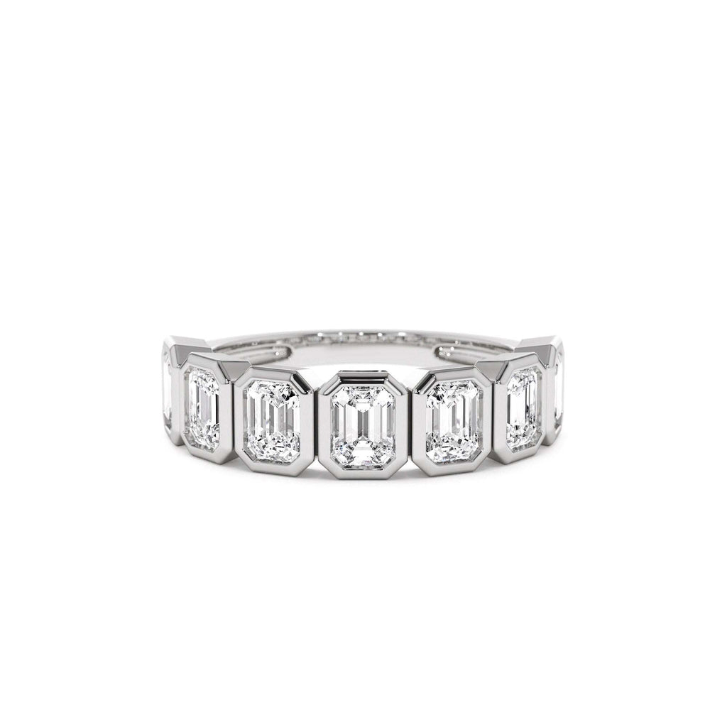 1.45 CTW 14K Bezel Setting Seven Stone Emerald Cut Lab Grown Diamond Wedding Ring - view 2