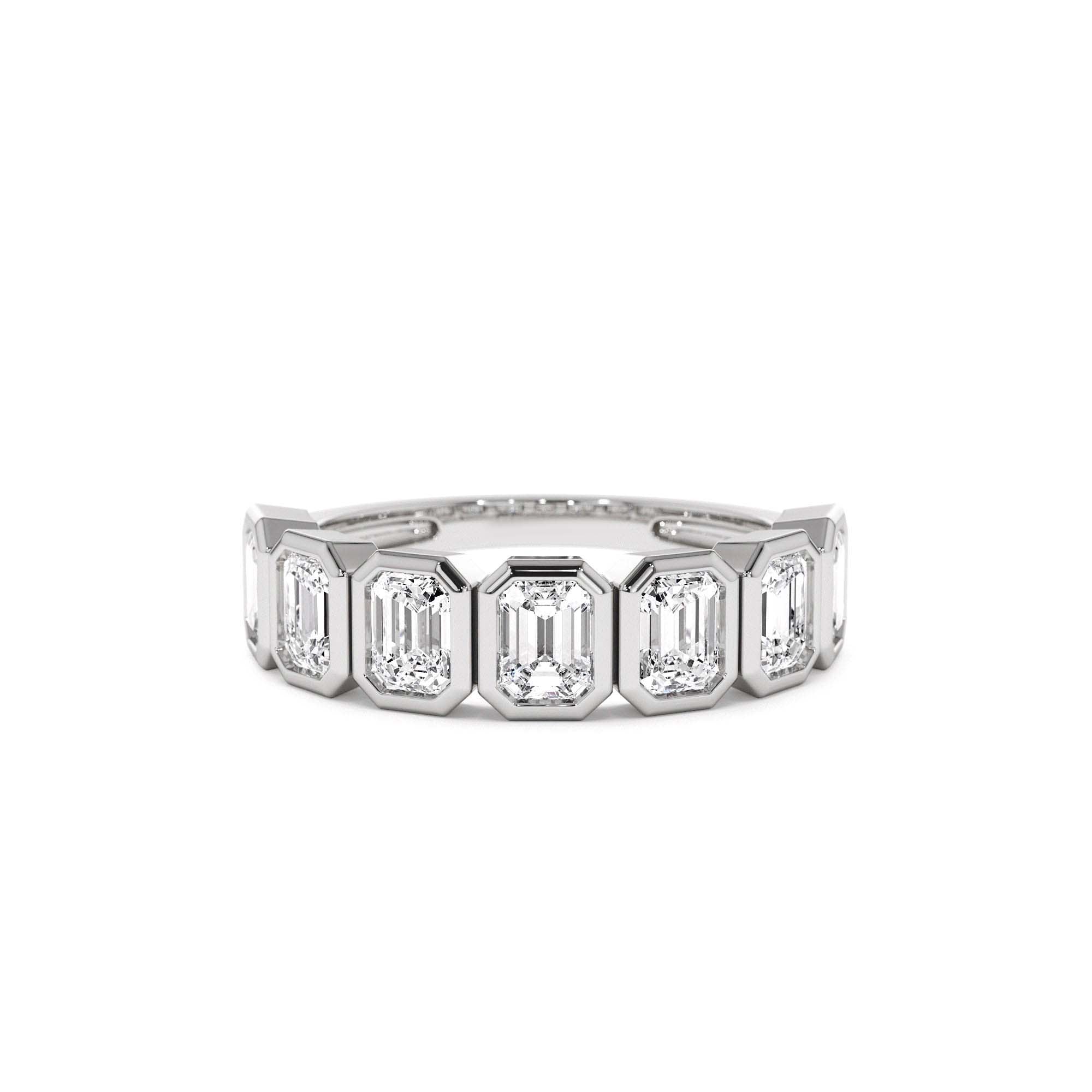 1.45 CTW 14K Bezel Setting Seven Stone Emerald Cut Lab Grown Diamond Wedding Ring - view 2