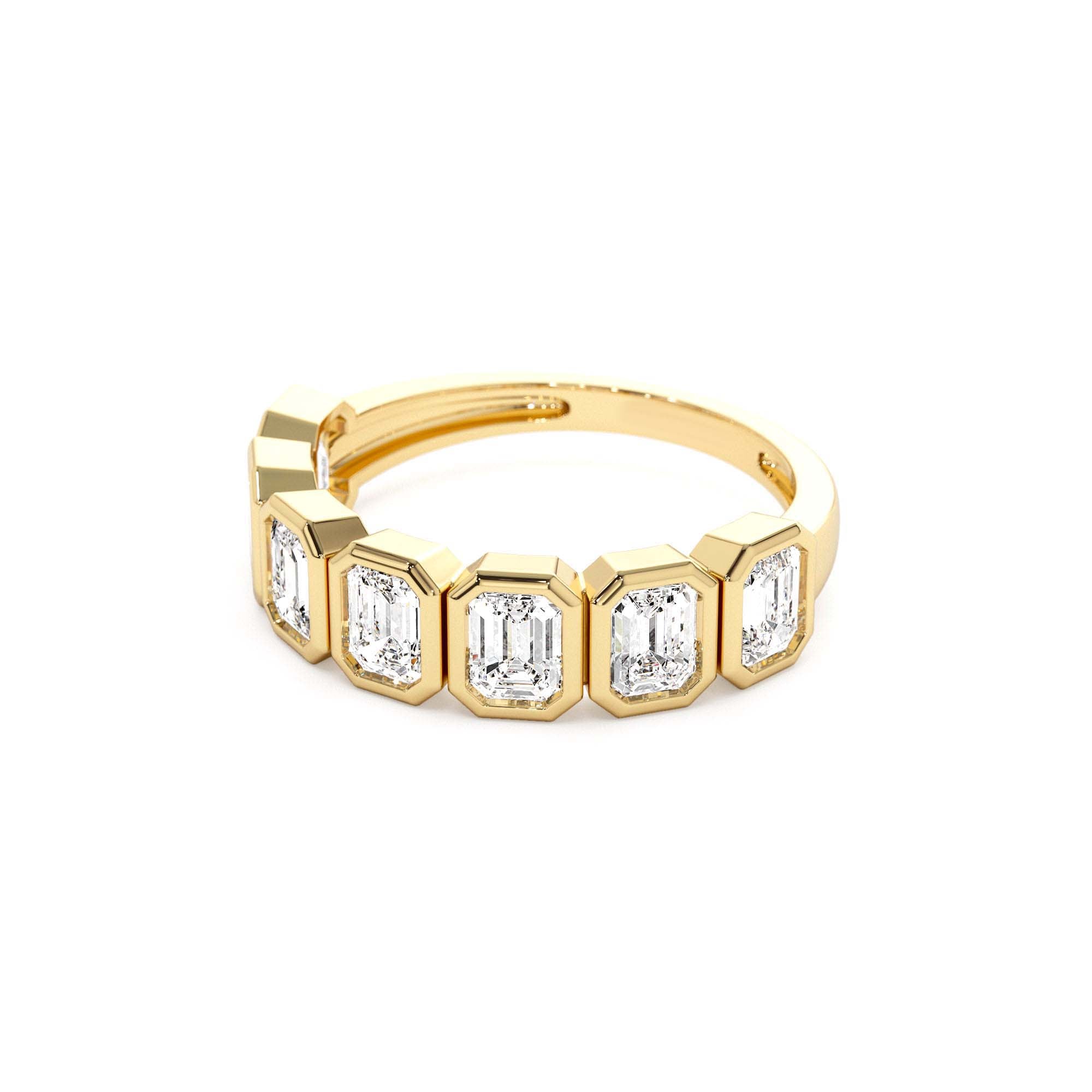 1.45 CTW 14K Bezel Setting Seven Stone Emerald Cut Lab Grown Diamond Wedding Ring - view 4