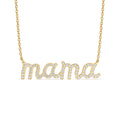 14K Diamond Script Mama Necklace by Orlina Fine