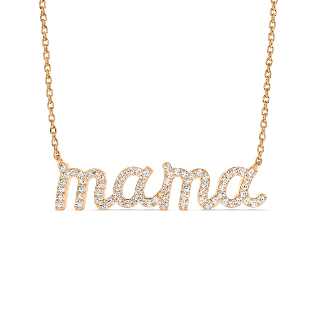 14K Diamond Script Mama Necklace - view 2