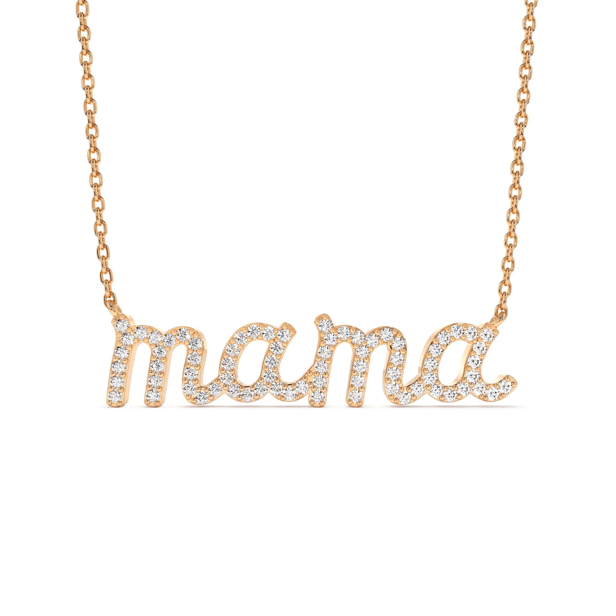 14K Diamond Script Mama Necklace - view 2