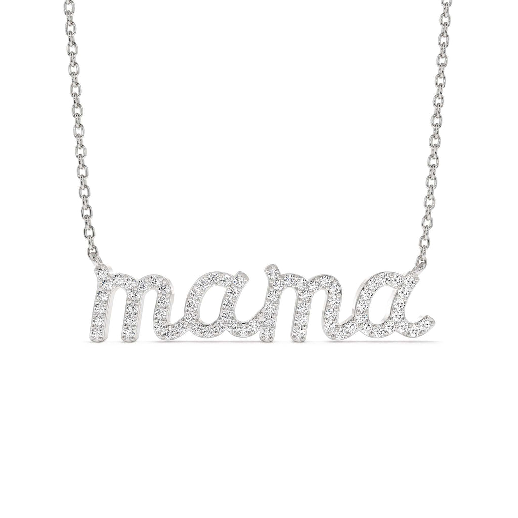 14K Diamond Script Mama Necklace - view 3