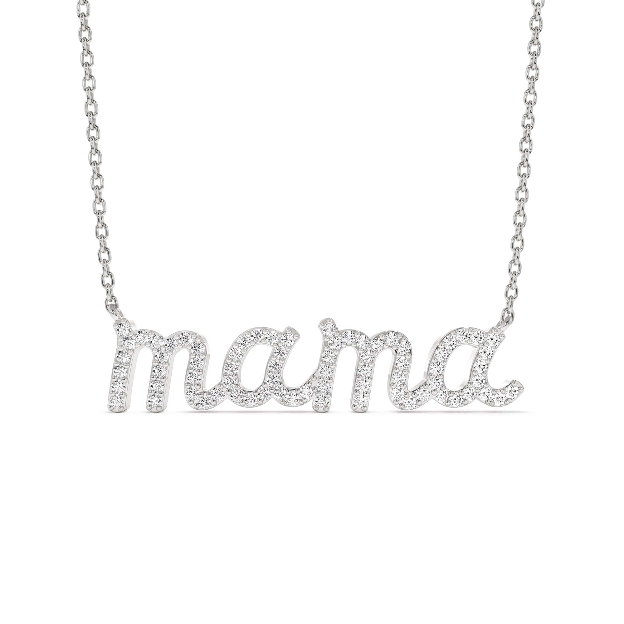 14K Diamond Script Mama Necklace - view 3