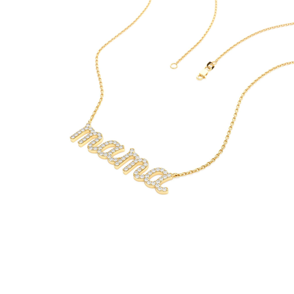 14K Diamond Script Mama Necklace - view 4