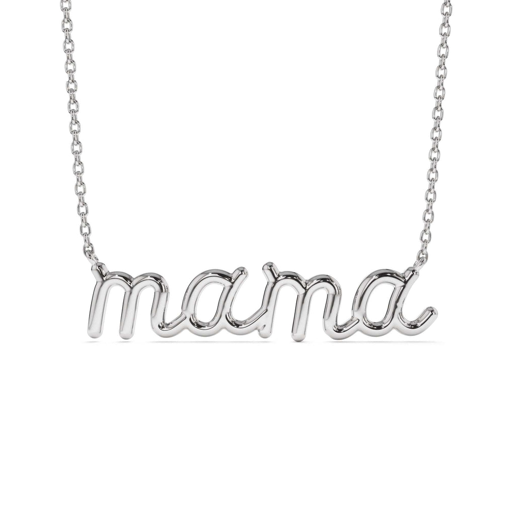 14K Plain Gold Script Mama Necklace - view 2