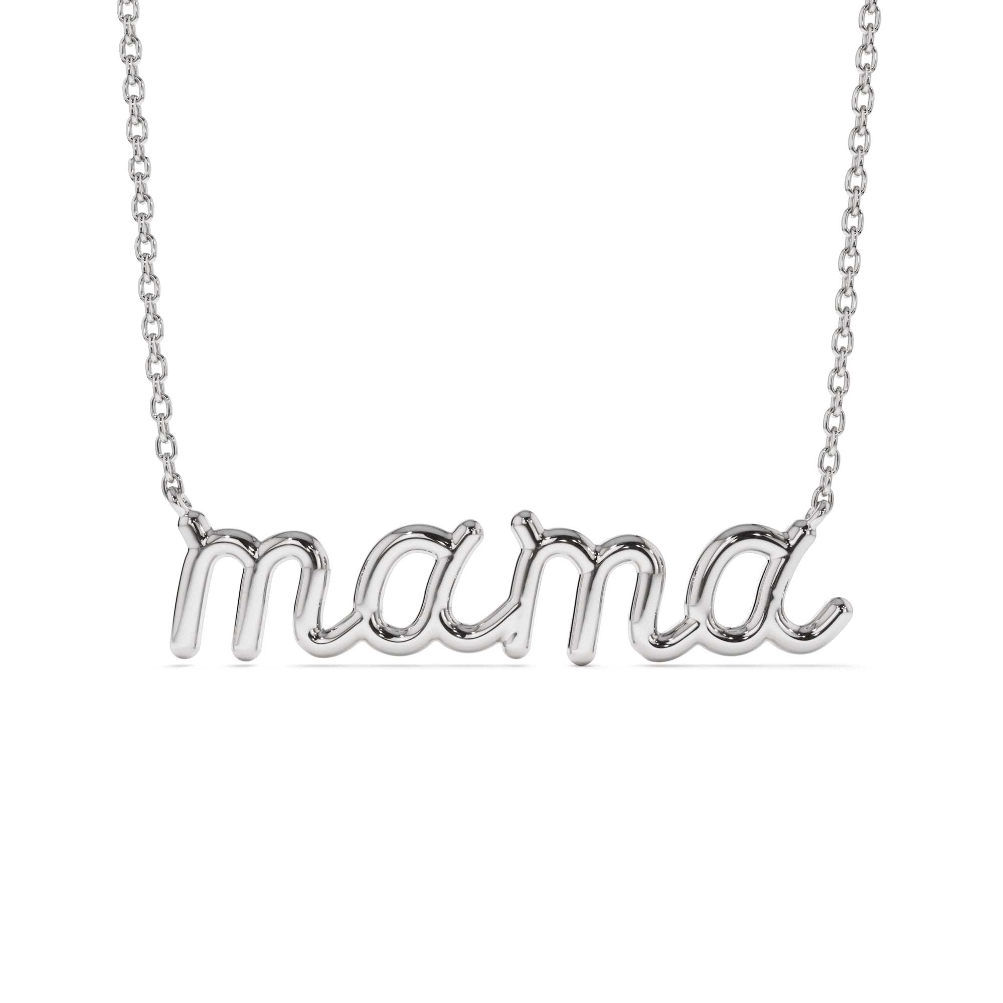 14K Plain Gold Script Mama Necklace - view 2