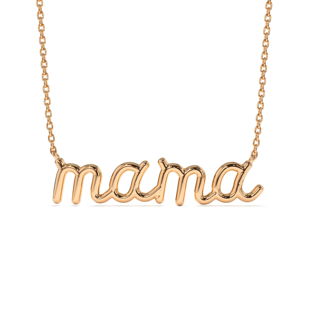 14K Plain Gold Script Mama Necklace - view 3