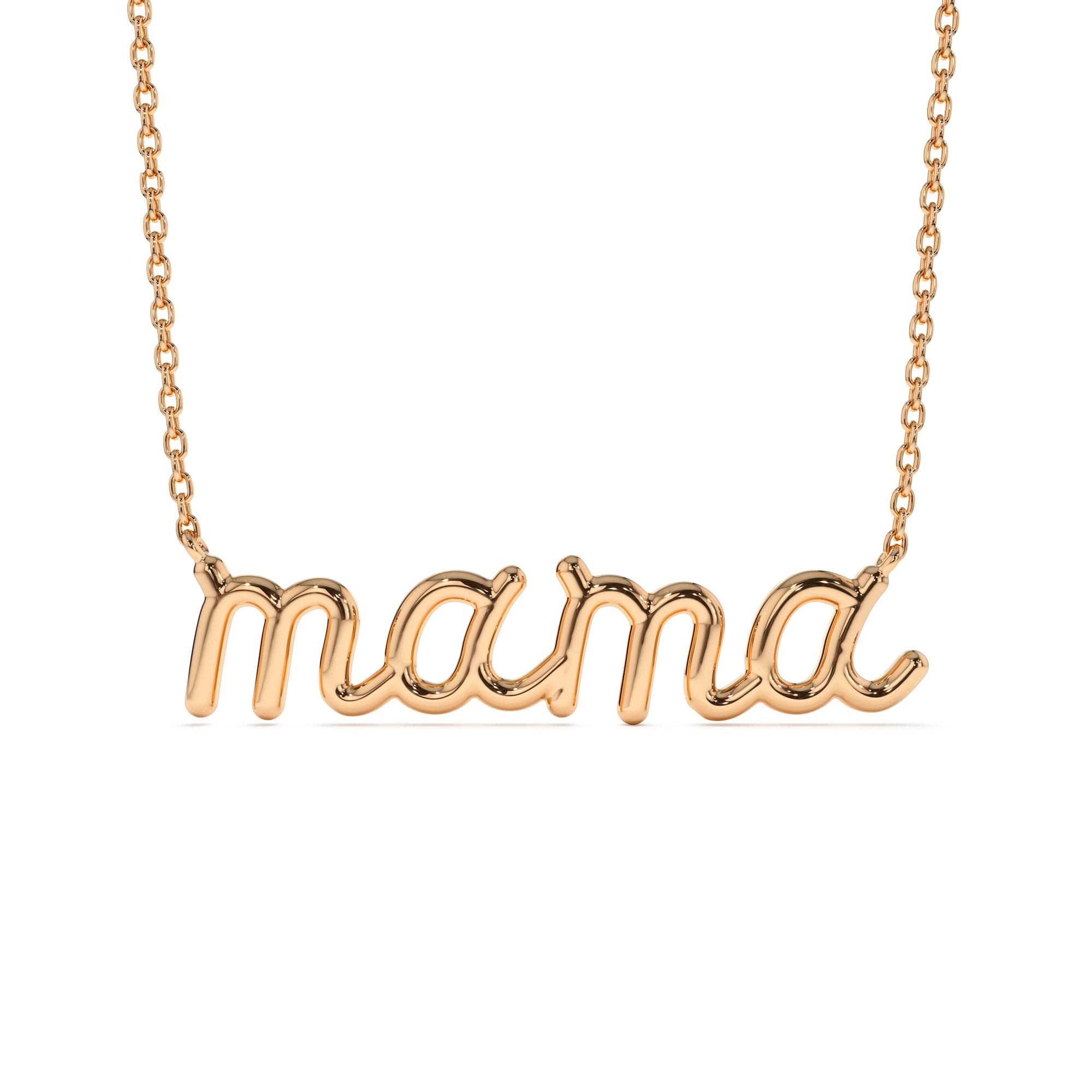 14K Plain Gold Script Mama Necklace - view 3