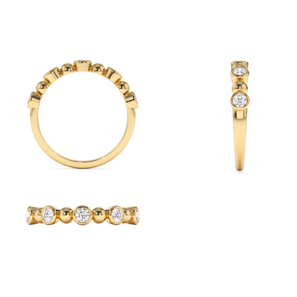 14K Alternating Beads & Bezel Setting Diamond Ring - view 5
