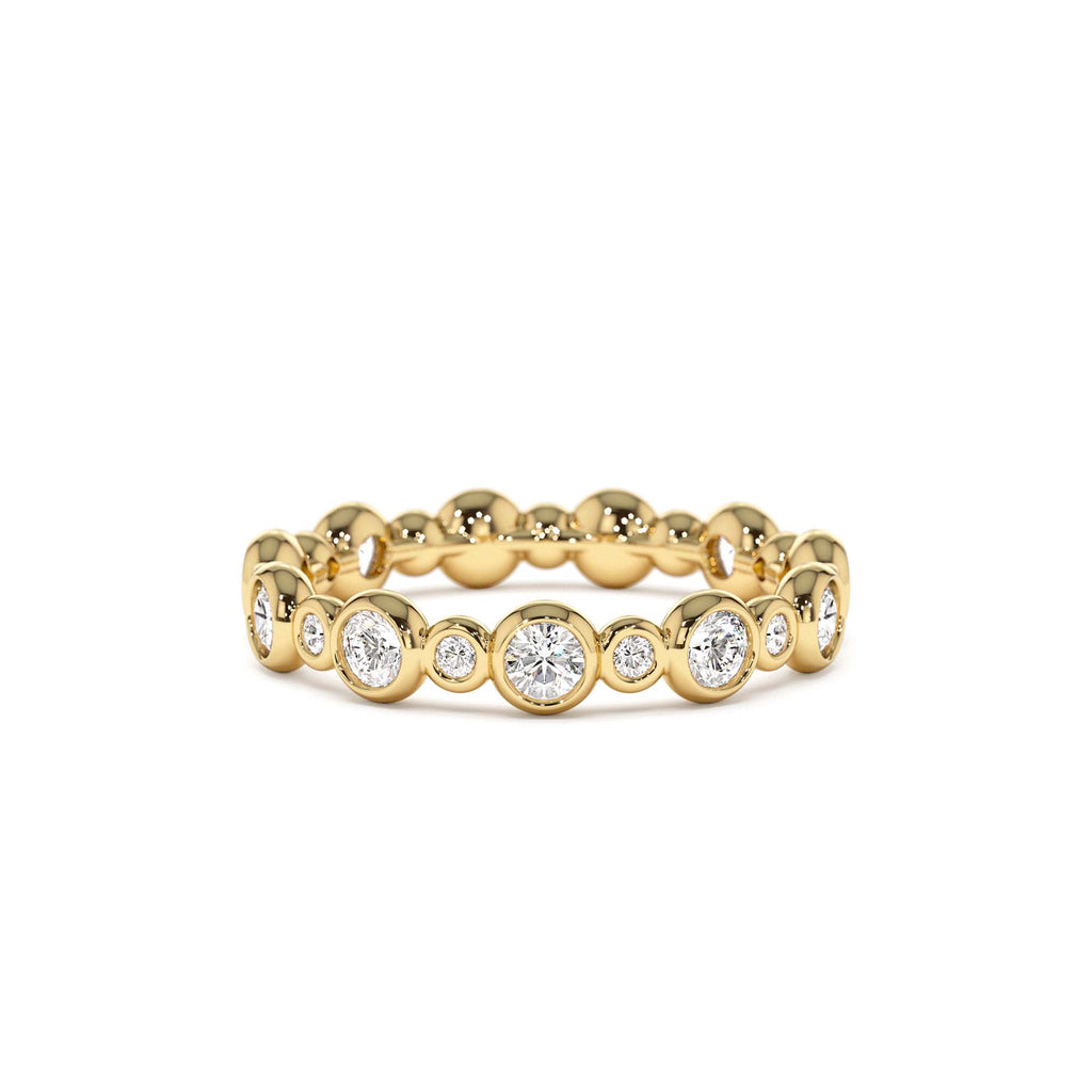 14K Gold Bubble Diamond 3/4 Eternity Wedding Ring by Orlina Fine