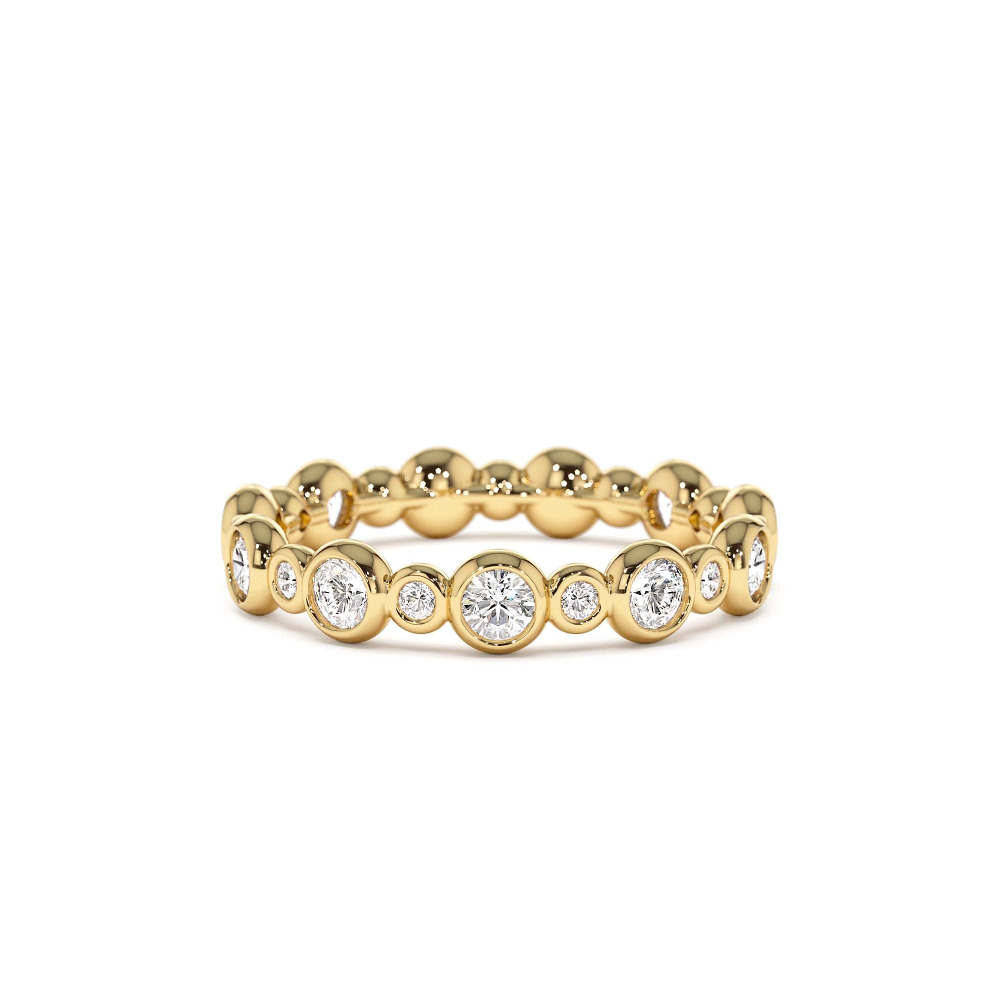 14K Gold Bubble Diamond 3/4 Eternity Wedding Ring by Orlina Fine