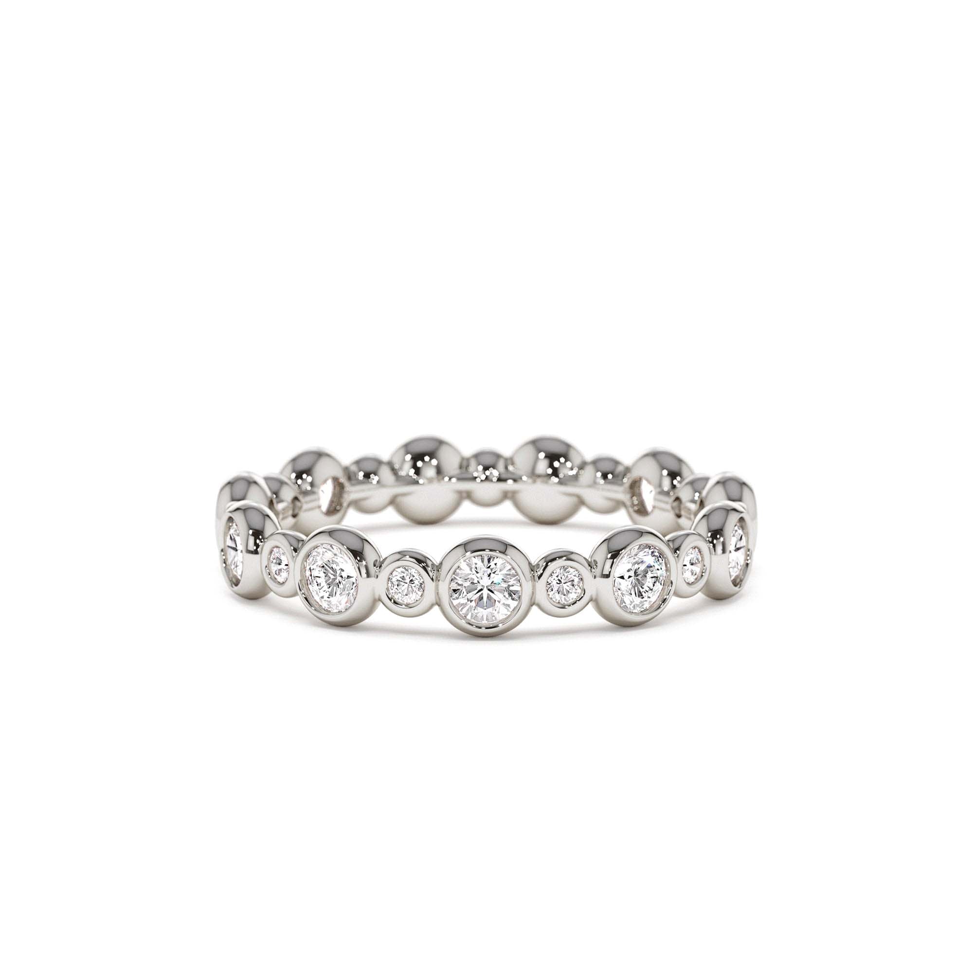14K Gold Bubble Diamond 3/4 Eternity Wedding Ring - view 2