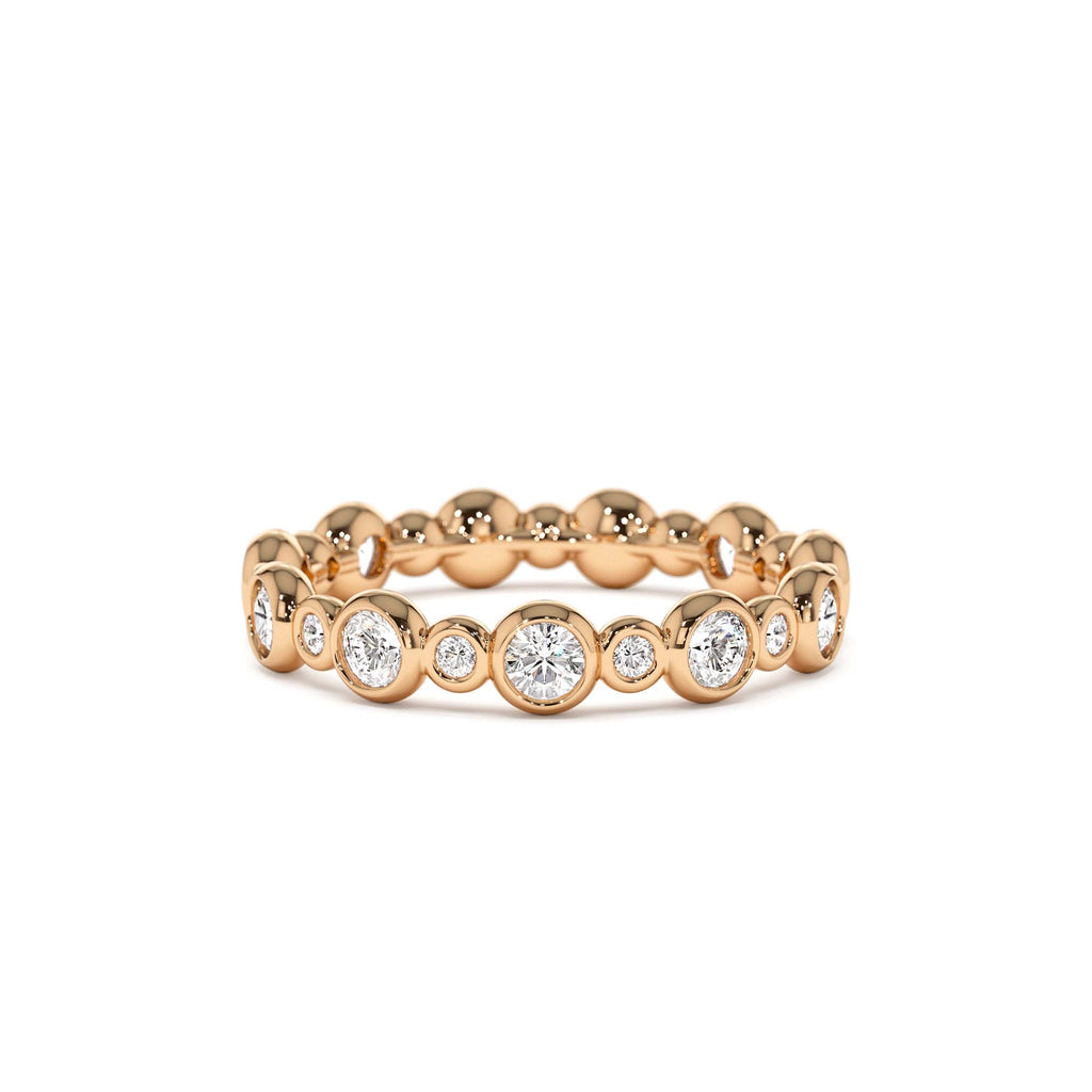 14K Gold Bubble Diamond 3/4 Eternity Wedding Ring - view 3