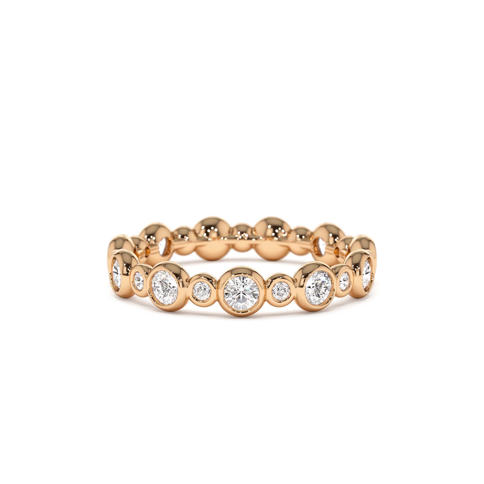 14K Gold Bubble Diamond 3/4 Eternity Wedding Ring - view 3