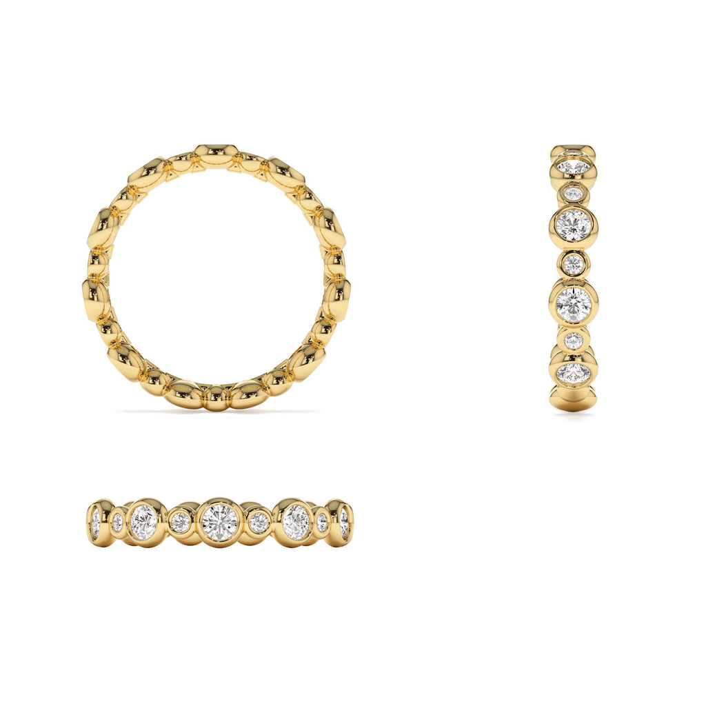 14K Gold Bubble Diamond 3/4 Eternity Wedding Ring - view 4