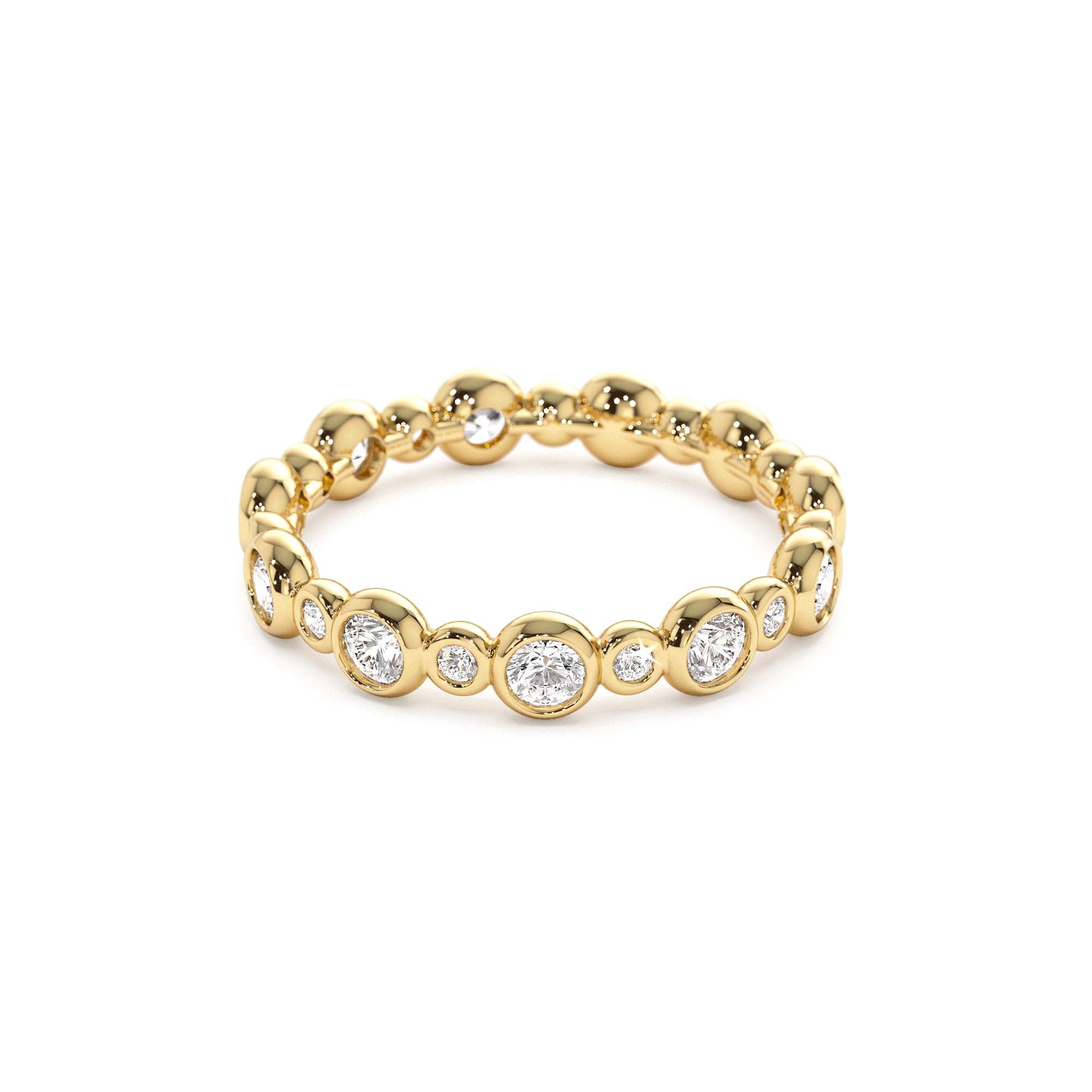 14K Gold Bubble Diamond 3/4 Eternity Wedding Ring - view 5