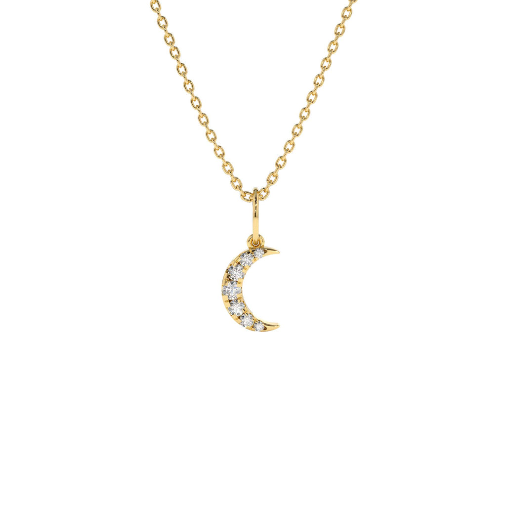 14K Dainty Crescent Moon Diamond Charm by Orlina Fine