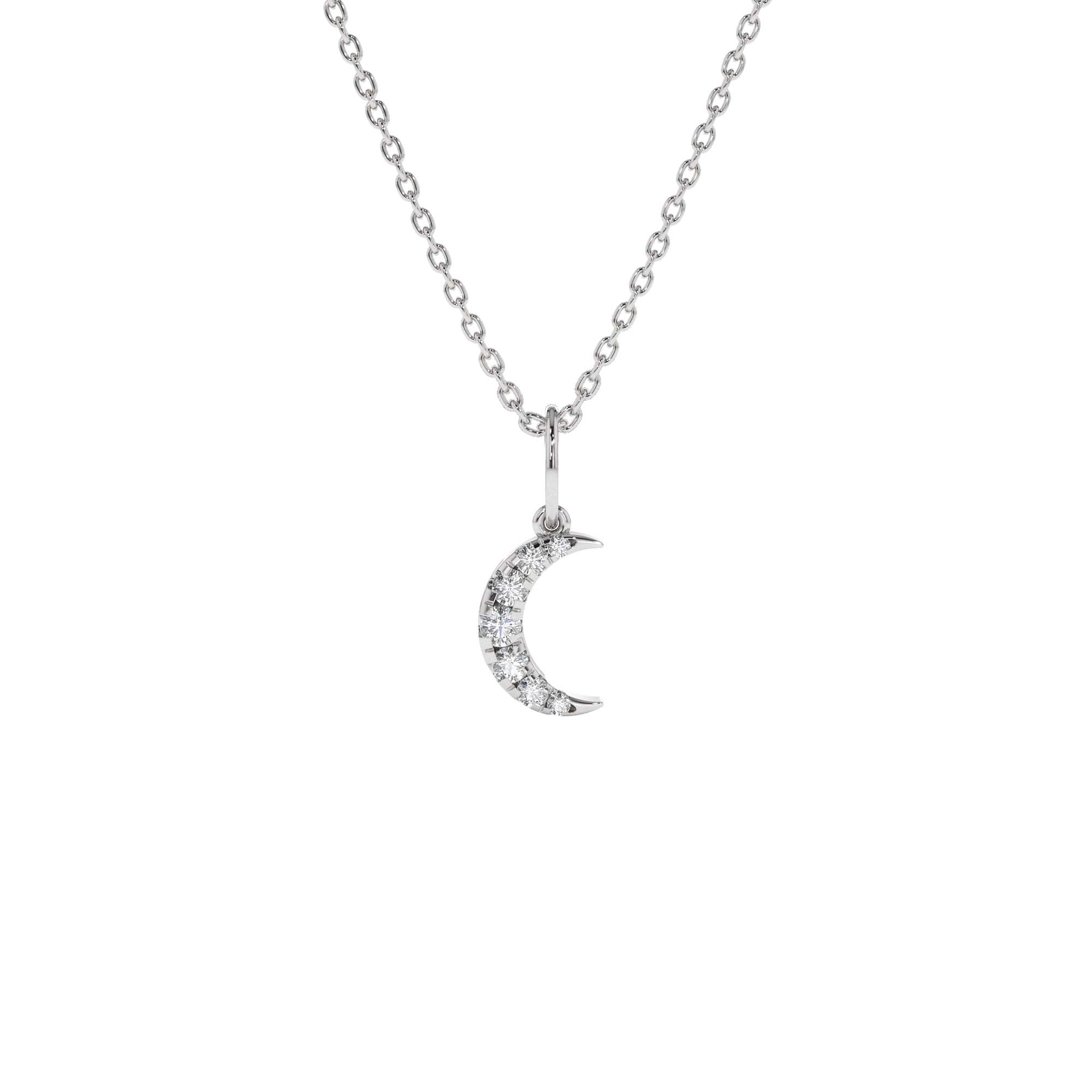 14K Dainty Crescent Moon Diamond Charm - view 2