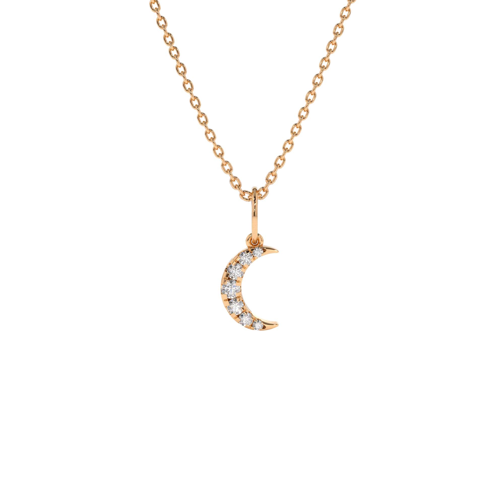 14K Dainty Crescent Moon Diamond Charm - view 3