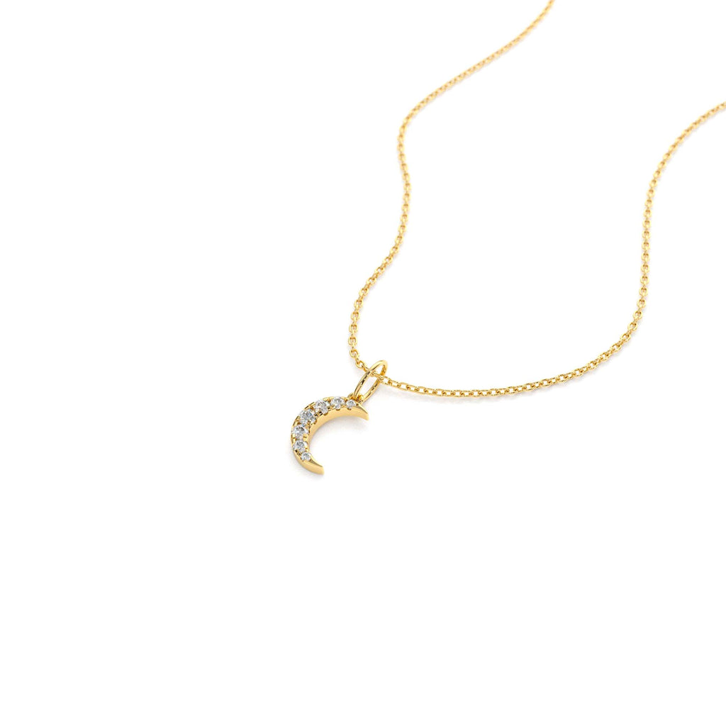 14K Dainty Crescent Moon Diamond Charm - view 4