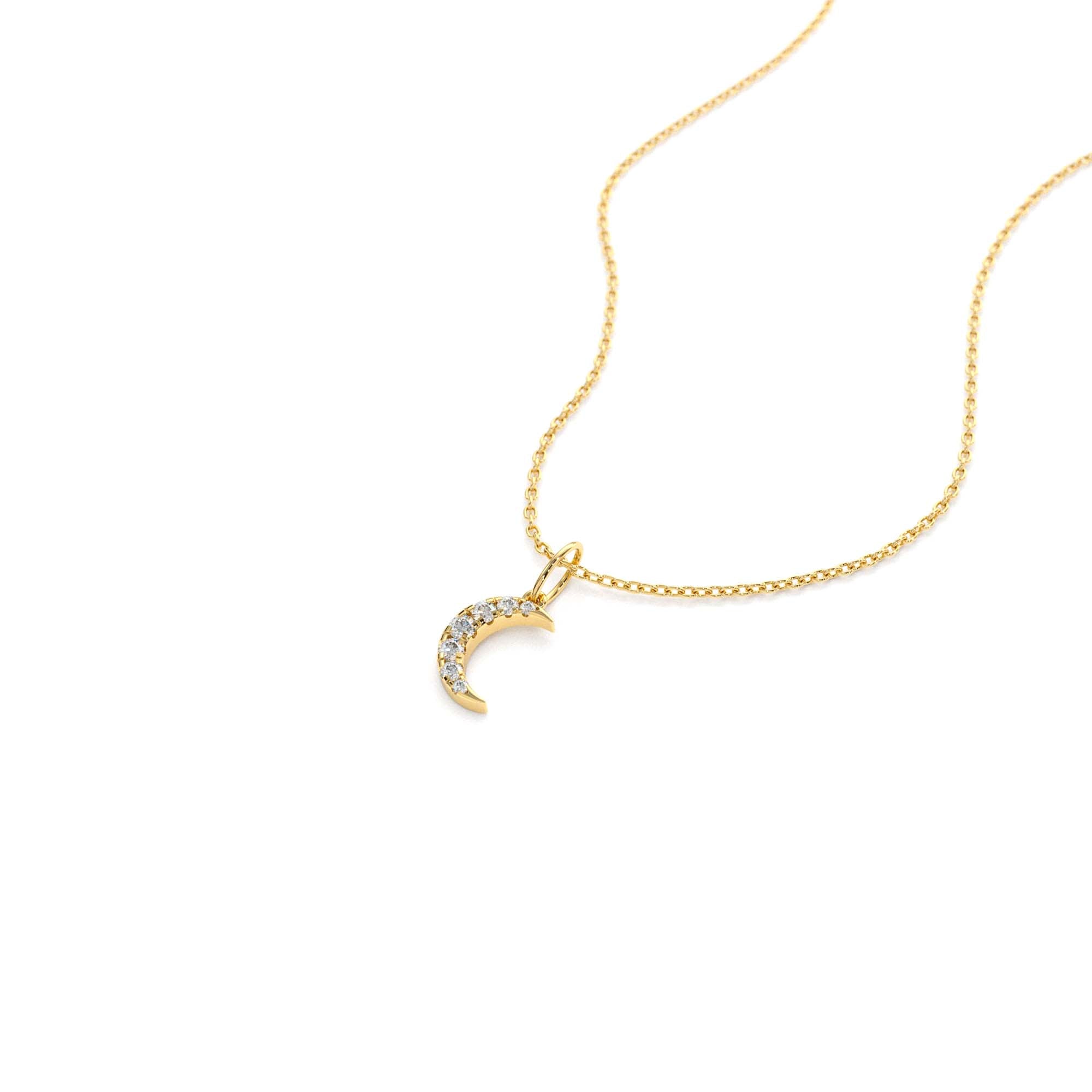 14K Dainty Crescent Moon Diamond Charm - view 4