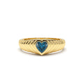 14K Heart Shape Blue Topaz Beveled Ring by Orlina Fine