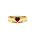 14K Heart Shape Garnet Beveled Ring by Orlina Fine
