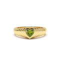 14K Heart Shape Peridot Beveled Ring by Orlina Fine