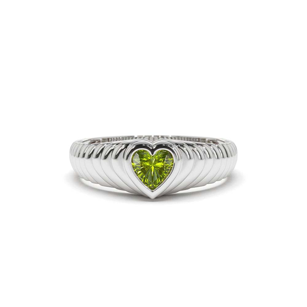 14K Heart Shape Peridot Beveled Ring - view 2