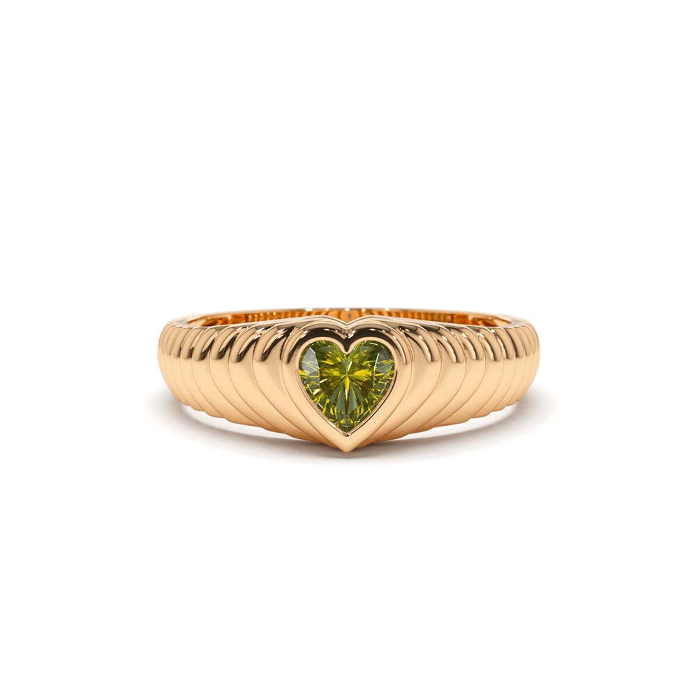 14K Heart Shape Peridot Beveled Ring - view 3