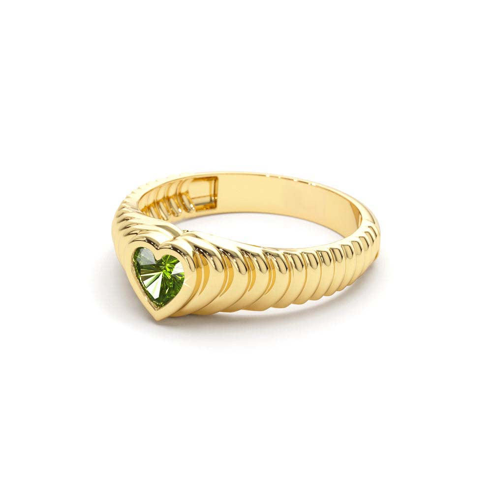 14K Heart Shape Peridot Beveled Ring - view 4