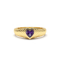 14K Heart Shape Amethyst Beveled Ring by Orlina Fine