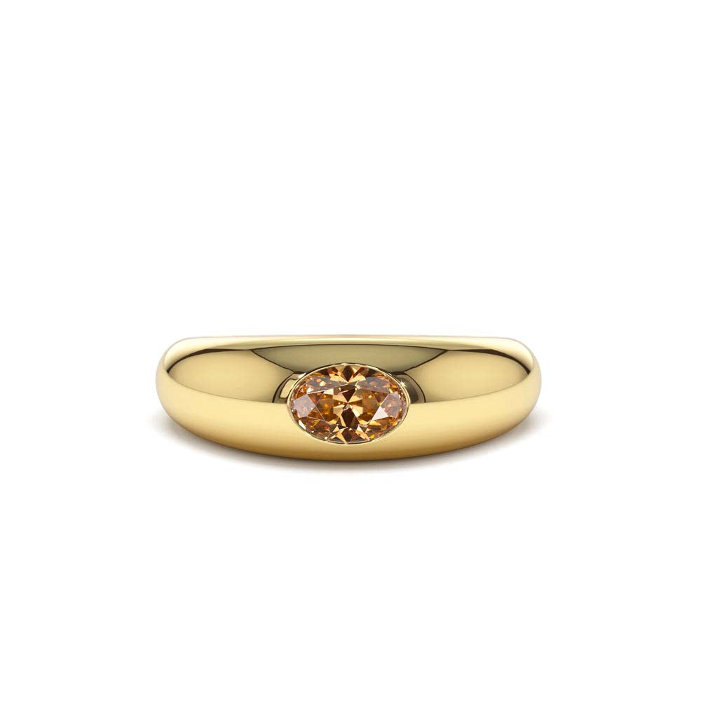 14K Flush Set Oval Citrine Dome Ring by Orlina Fine