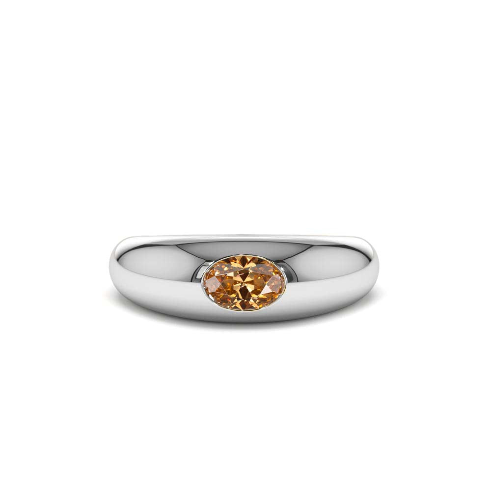 14K Flush Set Oval Citrine Dome Ring - view 2