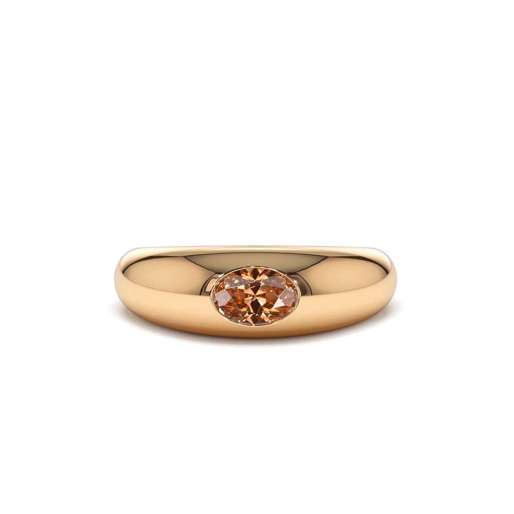 14K Flush Set Oval Citrine Dome Ring - view 3