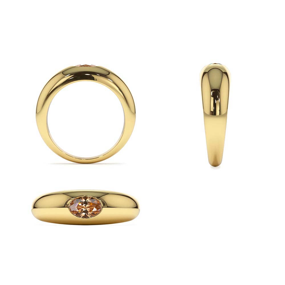 14K Flush Set Oval Citrine Dome Ring - view 4