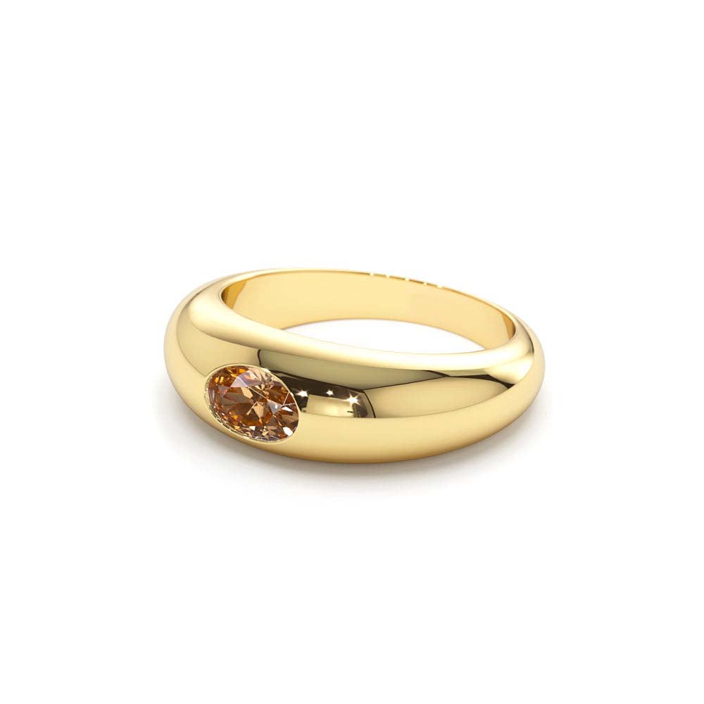 14K Flush Set Oval Citrine Dome Ring - view 5