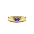 14K Flush Set Oval Amethyst Dome Ring by Orlina Fine