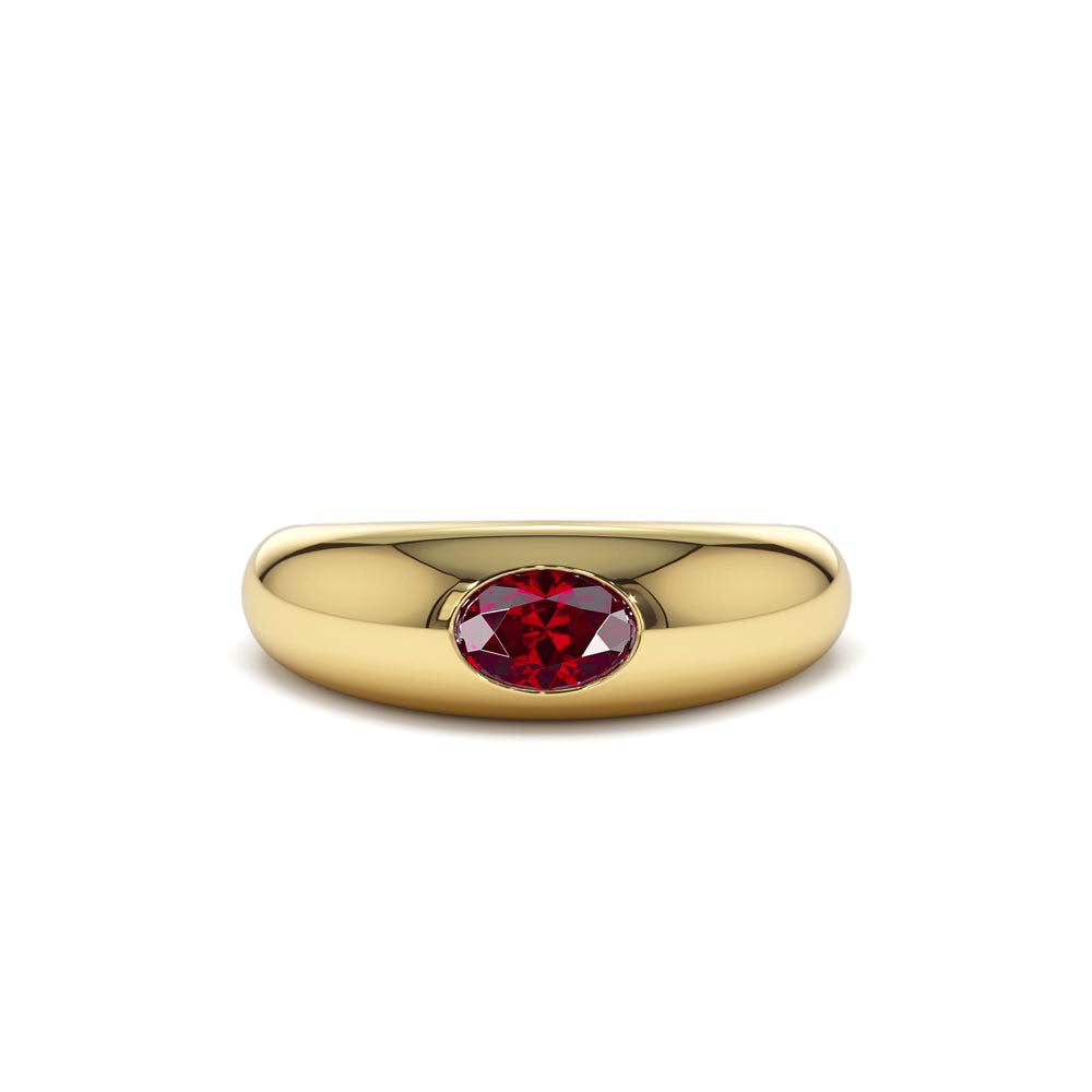 14K Flush Set Oval Ruby Dome Ring by Orlina Fine