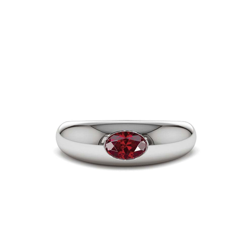 14K Flush Set Oval Ruby Dome Ring - view 2