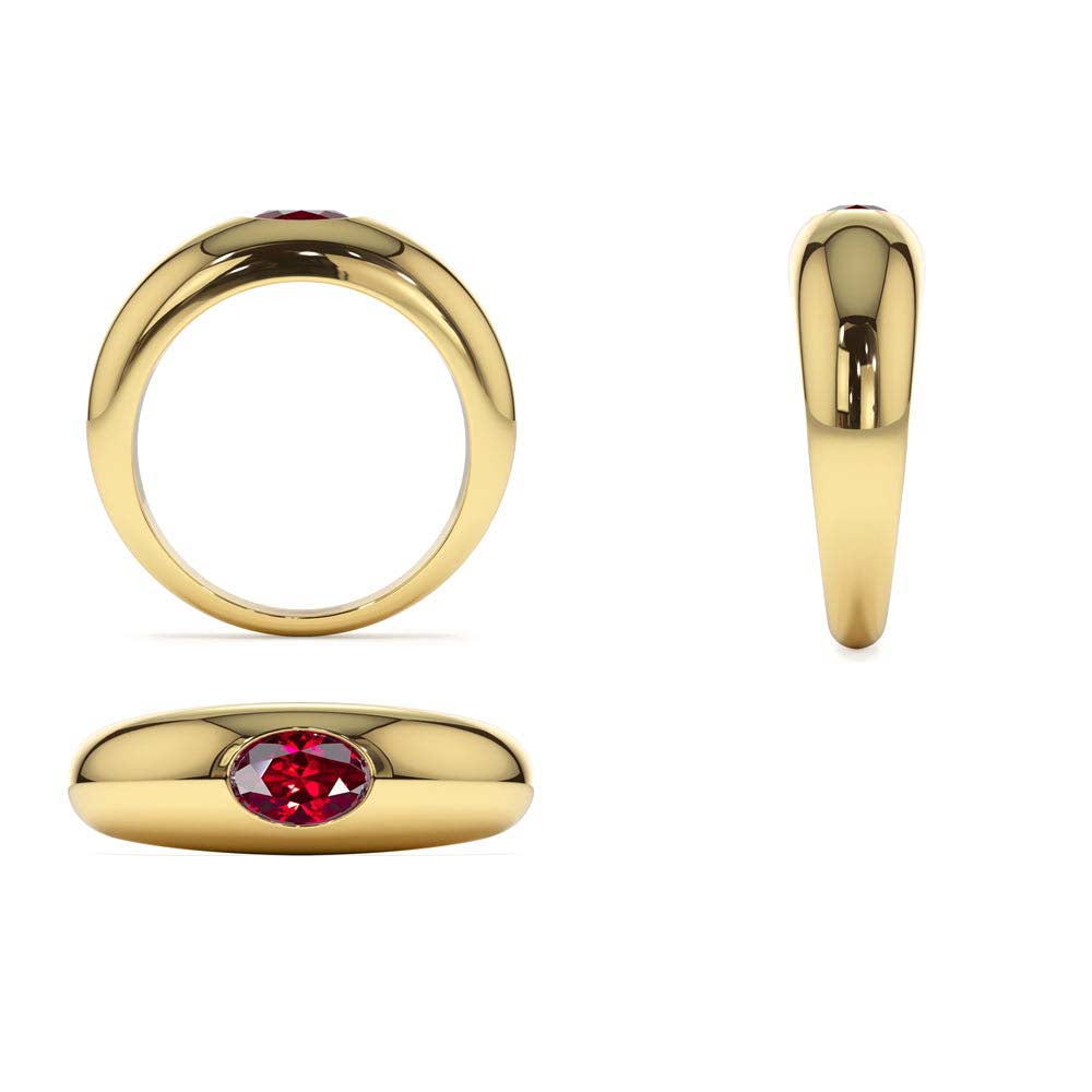 14K Flush Set Oval Ruby Dome Ring - view 5