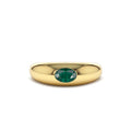 14K Flush Set Oval Emerald Dome Ring by Orlina Fine