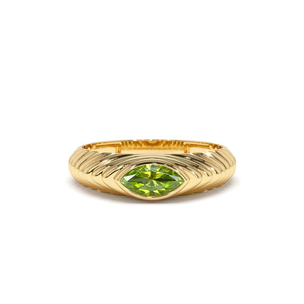 14K Marquise Shape Peridot Beveled Ring by Orlina Fine