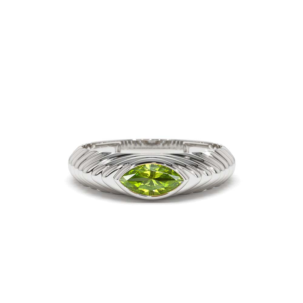 14K Marquise Shape Peridot Beveled Ring - view 2