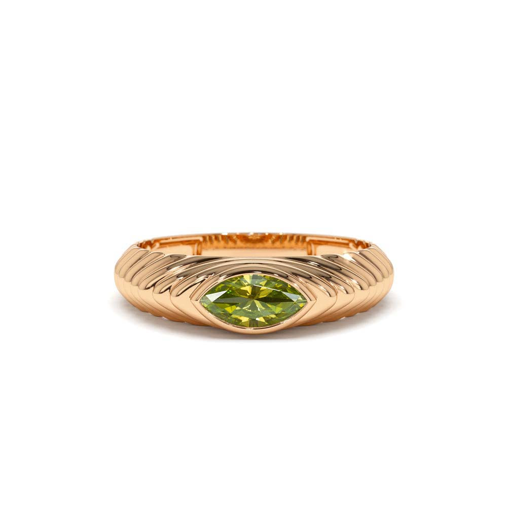 14K Marquise Shape Peridot Beveled Ring - view 3