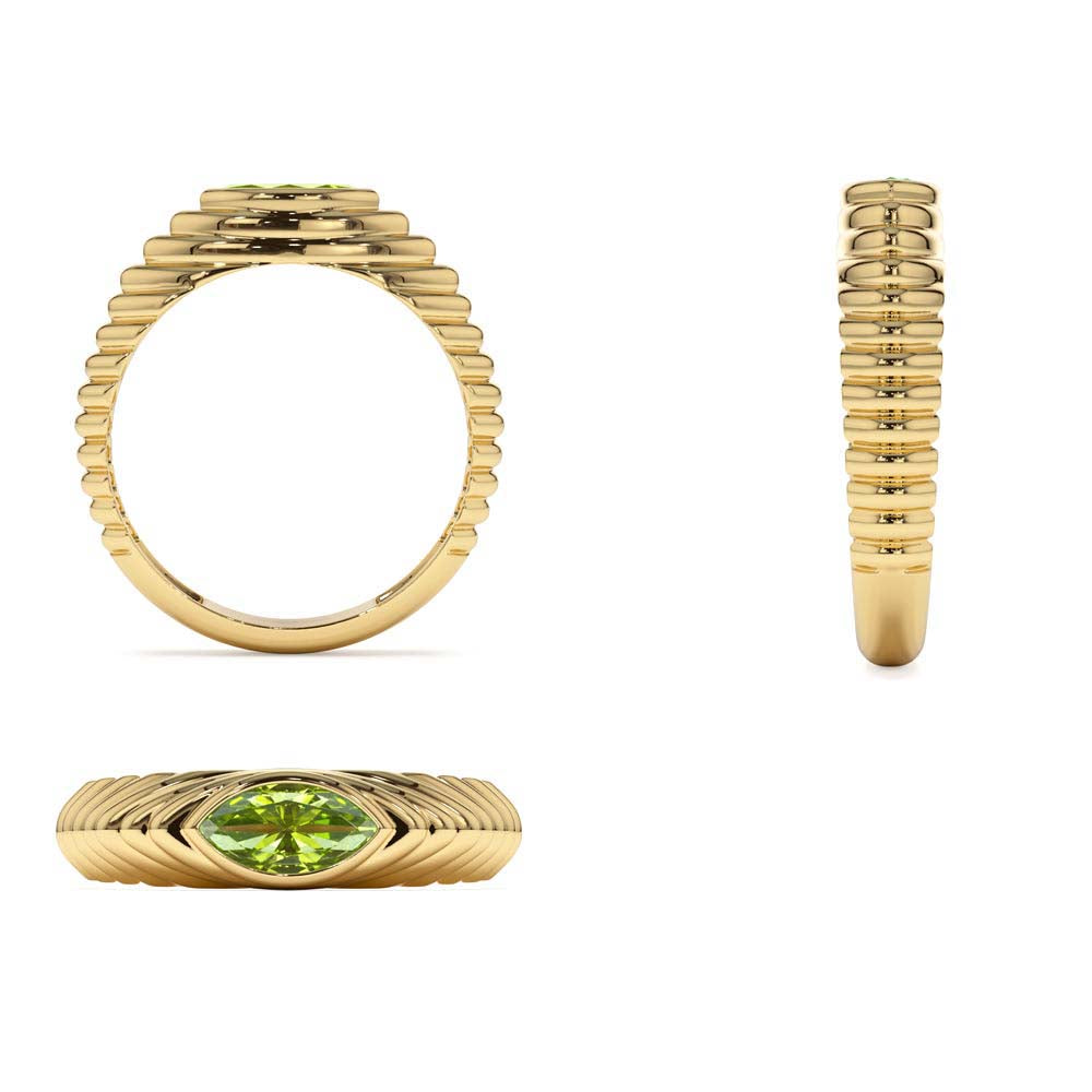 14K Marquise Shape Peridot Beveled Ring - view 4