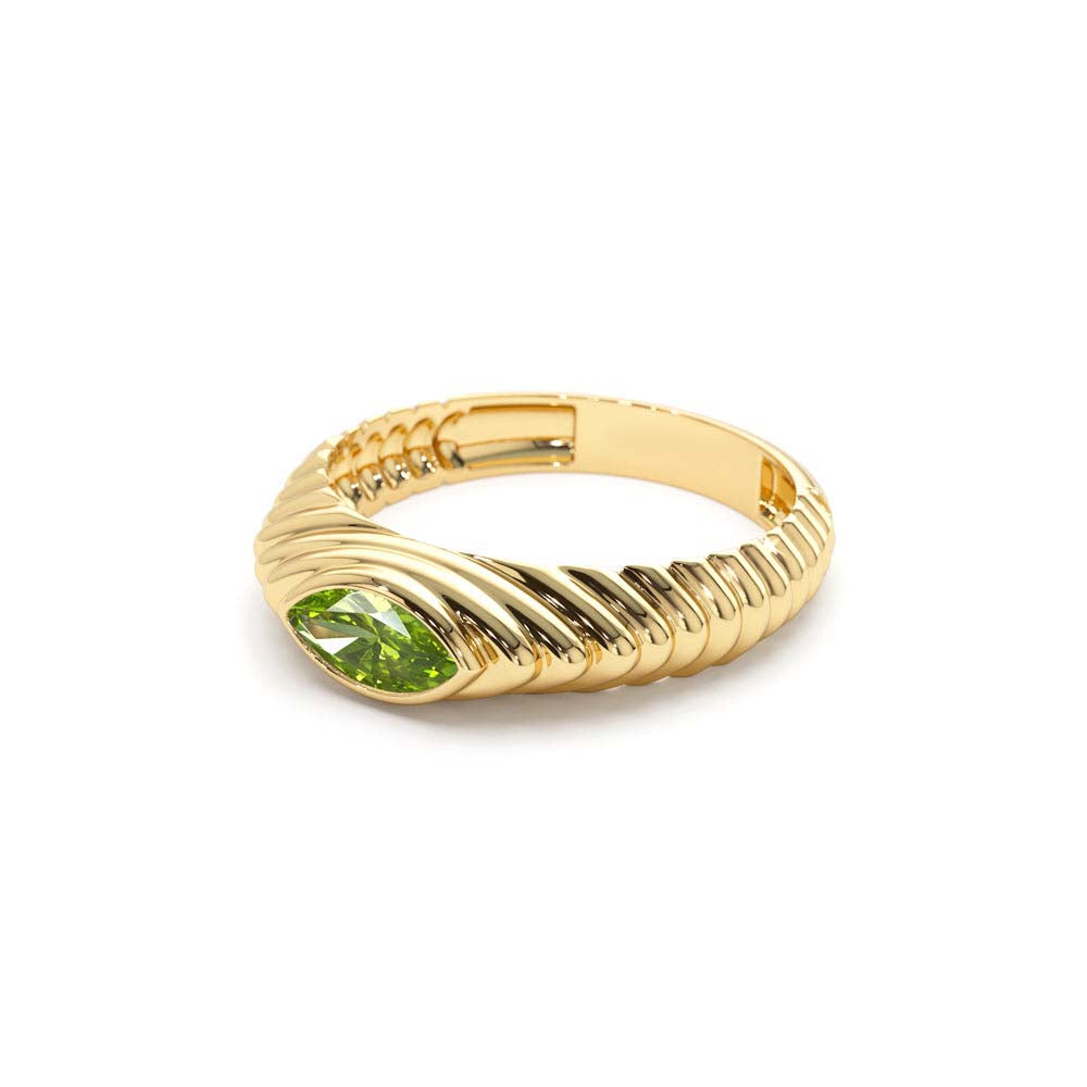 14K Marquise Shape Peridot Beveled Ring - view 5