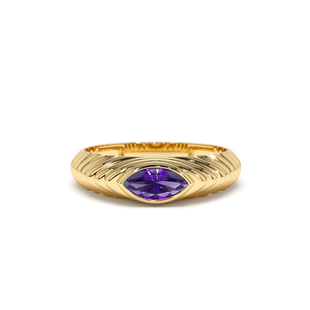 14K Marquise Shape Amethyst Beveled Ring by Orlina Fine