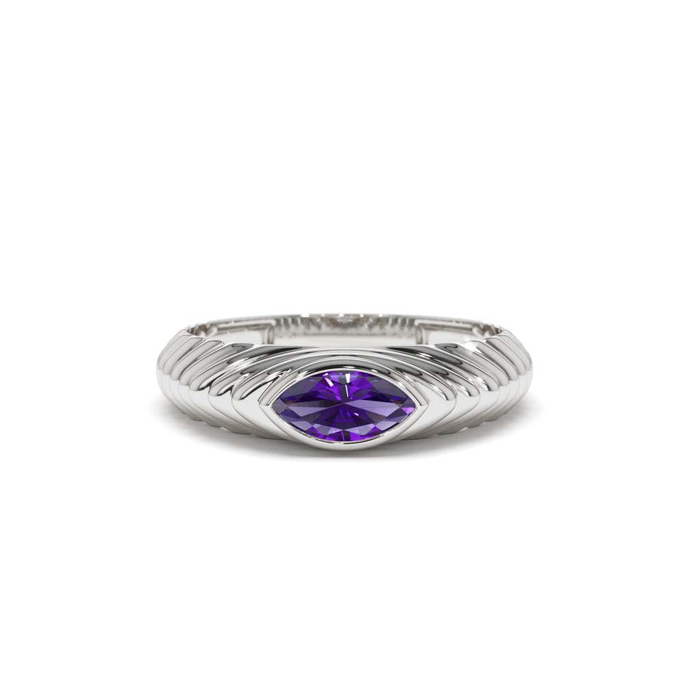 14K Marquise Shape Amethyst Beveled Ring - view 2